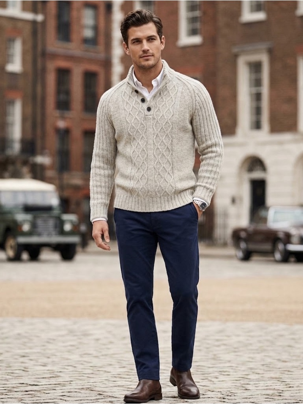 DKNY Cable-Knit Sweater- Cream